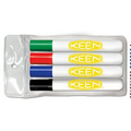 Dry Erase Marker 4 Pack - Chisel Tip, Low Odor, Broadline - USA Made